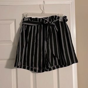 Black and white striped size medium high waisted shorts